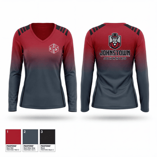 Womens Long Sleeve Vneck Shirt, Johnstown, Baseball, Teamtime, Team time, sublimation, custom sports apparel, team uniforms, spirit wear, spiritwear, sports uniforms, custom shirts, team store, custom team store, fundraiser sports, apparel fundraiser