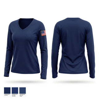 Womens Long Sleeve Vneck Shirt, West Wilmerding Volunteer Fire Department, Fire Department, Teamtime, Team time, sublimation, custom sports apparel, team uniforms, spirit wear, spiritwear, sports uniforms, custom shirts, team store, custom team store, fundraiser sports, apparel fundraiser