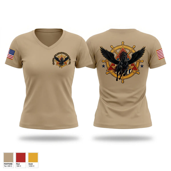 Womens Short Sleeve Vneck Shirt, 1049th Transportation Company, Army, Teamtime, Team time, sublimation, custom sports apparel, team uniforms, spirit wear, spiritwear, sports uniforms, custom shirts, team store, custom team store, fundraiser sports, apparel fundraiser