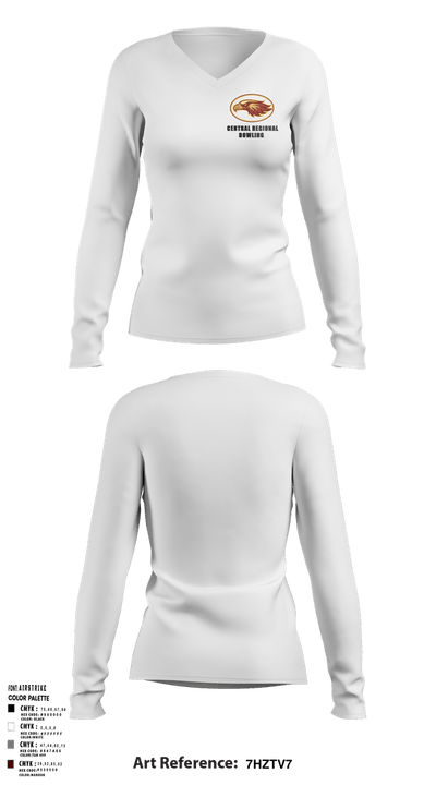 Central Regional High School Bowling 42780139 Women's Long Sleeve V-neck Shirt - 4