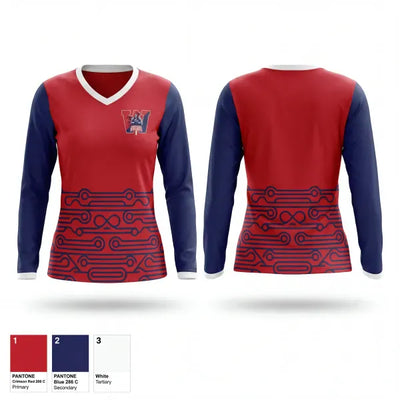 Wall High School Field Hockey 62820816 Women's Long Sleeve V-neck Shirt - 1