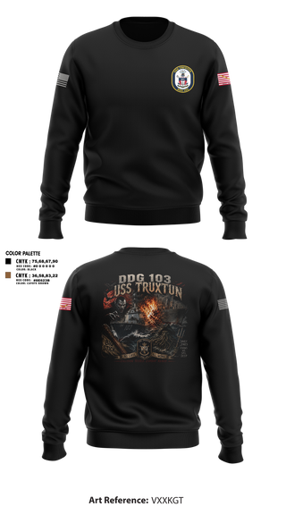 Crew Neck Sweatshirt, USS Truxtun DDG 103, Navy, Teamtime, Team time, sublimation, custom sports apparel, team uniforms, spirit wear, spiritwear, sports uniforms, custom shirts, team store, custom team store, fundraiser sports, apparel fundraiser