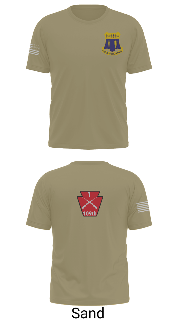 Old School Cotton Feel Shirt, A co 1/109, National Guard, Teamtime, Team time, sublimation, custom sports apparel, team uniforms, spirit wear, spiritwear, sports uniforms, custom shirts, team store, custom team store, fundraiser sports, apparel fundraiser