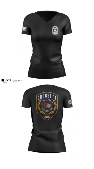 Womens Short Sleeve Vneck Shirt, Crossett Police Department, Police, Teamtime, Team time, sublimation, custom sports apparel, team uniforms, spirit wear, spiritwear, sports uniforms, custom shirts, team store, custom team store, fundraiser sports, apparel fundraiser
