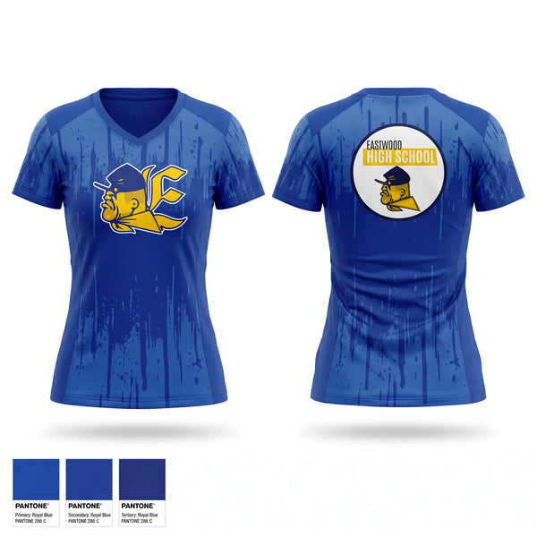 Womens Short Sleeve Vneck Shirt, Eastwood High School, Cross Country, Teamtime, Team time, sublimation, custom sports apparel, team uniforms, spirit wear, spiritwear, sports uniforms, custom shirts, team store, custom team store, fundraiser sports, apparel fundraiser