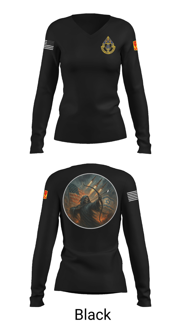 Womens Long Sleeve Vneck Shirt, HHB, 31st ADA BDE, , Teamtime, Team time, sublimation, custom sports apparel, team uniforms, spirit wear, spiritwear, sports uniforms, custom shirts, team store, custom team store, fundraiser sports, apparel fundraiser