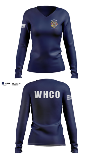 Womens Long Sleeve Vneck Shirt, Wyndmoor Hose Company #1, Fire Department, Teamtime, Team time, sublimation, custom sports apparel, team uniforms, spirit wear, spiritwear, sports uniforms, custom shirts, team store, custom team store, fundraiser sports, apparel fundraiser
