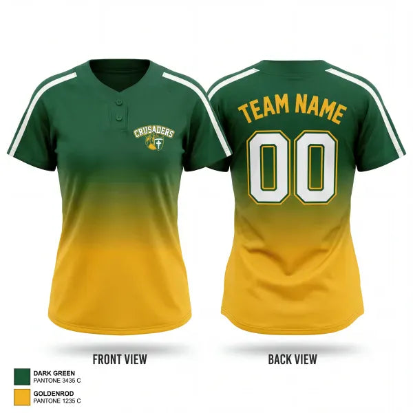 Two Button Softball Jersey, Saint Columba Crusaders, Softball, Teamtime, Team time, sublimation, custom sports apparel, team uniforms, spirit wear, spiritwear, sports uniforms, custom shirts, team store, custom team store, fundraiser sports, apparel fundraiser