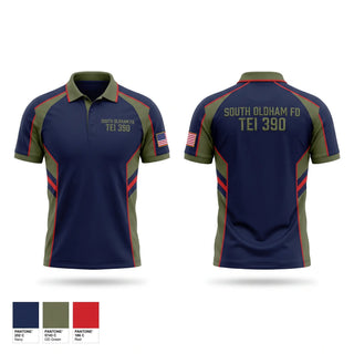 Short Sleeve Performance Polo, South Oldham FD TEI 390, Fire Department, Teamtime, Team time, sublimation, custom sports apparel, team uniforms, spirit wear, spiritwear, sports uniforms, custom shirts, team store, custom team store, fundraiser sports, apparel fundraiser
