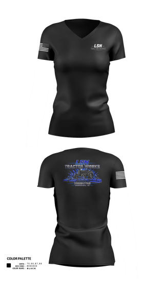 Womens Short Sleeve Vneck Shirt, LSN Tractor Works, Police, Teamtime, Team time, sublimation, custom sports apparel, team uniforms, spirit wear, spiritwear, sports uniforms, custom shirts, team store, custom team store, fundraiser sports, apparel fundraiser
