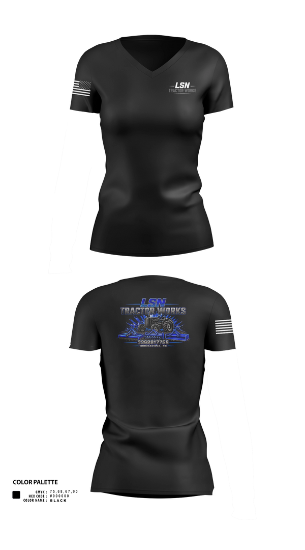 Womens Short Sleeve Vneck Shirt, LSN Tractor Works, Police, Teamtime, Team time, sublimation, custom sports apparel, team uniforms, spirit wear, spiritwear, sports uniforms, custom shirts, team store, custom team store, fundraiser sports, apparel fundraiser