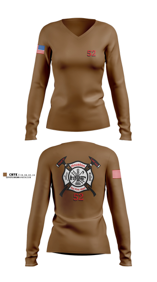 Womens Long Sleeve Vneck Shirt, 52, Fire Department, Teamtime, Team time, sublimation, custom sports apparel, team uniforms, spirit wear, spiritwear, sports uniforms, custom shirts, team store, custom team store, fundraiser sports, apparel fundraiser