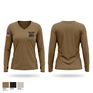 Womens Long Sleeve Vneck Shirt, Randolph County E911, Police, Teamtime, Team time, sublimation, custom sports apparel, team uniforms, spirit wear, spiritwear, sports uniforms, custom shirts, team store, custom team store, fundraiser sports, apparel fundraiser