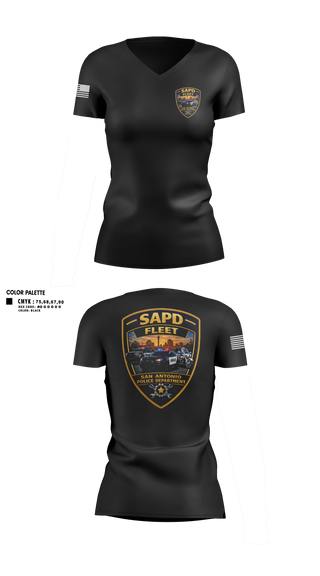 Womens Short Sleeve Vneck Shirt, San Antonio Police Department, Police, Teamtime, Team time, sublimation, custom sports apparel, team uniforms, spirit wear, spiritwear, sports uniforms, custom shirts, team store, custom team store, fundraiser sports, apparel fundraiser