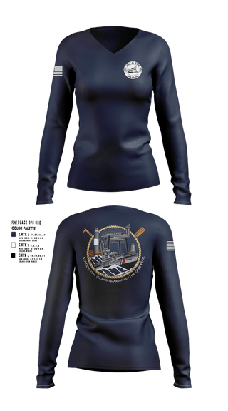 Womens Long Sleeve Vneck Shirt, CG STA OAK ISLAND, Coast Guard, Teamtime, Team time, sublimation, custom sports apparel, team uniforms, spirit wear, spiritwear, sports uniforms, custom shirts, team store, custom team store, fundraiser sports, apparel fundraiser