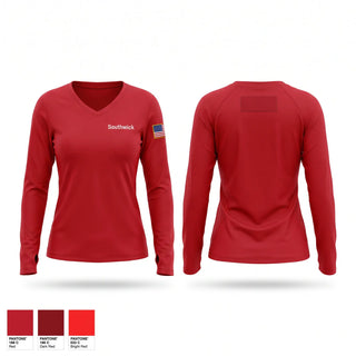 Womens Long Sleeve Vneck Shirt, Southwick, Fire Department, Teamtime, Team time, sublimation, custom sports apparel, team uniforms, spirit wear, spiritwear, sports uniforms, custom shirts, team store, custom team store, fundraiser sports, apparel fundraiser