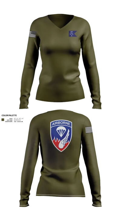 187 infantry 29160821 Women's Long Sleeve V-neck Shirt - 21