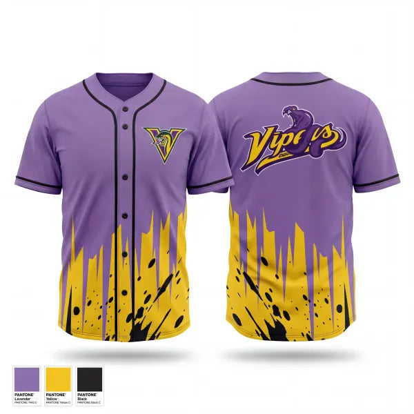 Full Button Baseball Jersey, Vipers, Baseball, Teamtime, Team time, sublimation, custom sports apparel, team uniforms, spirit wear, spiritwear, sports uniforms, custom shirts, team store, custom team store, fundraiser sports, apparel fundraiser
