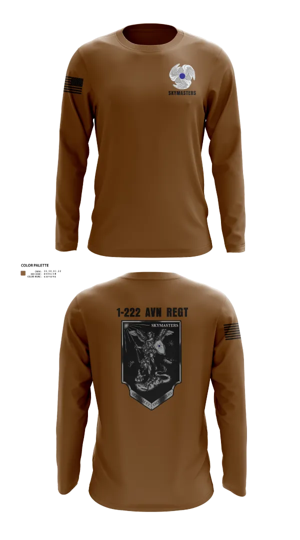 Long Sleeve Performance Shirt, 1-222 Aviaition Regiment, Army, Teamtime, Team time, sublimation, custom sports apparel, team uniforms, spirit wear, spiritwear, sports uniforms, custom shirts, team store, custom team store, fundraiser sports, apparel fundraiser