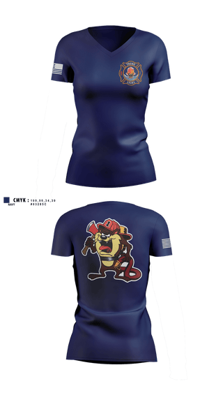 Womens Short Sleeve Vneck Shirt, TFD Local 5281, Fire Department, Teamtime, Team time, sublimation, custom sports apparel, team uniforms, spirit wear, spiritwear, sports uniforms, custom shirts, team store, custom team store, fundraiser sports, apparel fundraiser