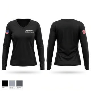 Womens Long Sleeve Vneck Shirt, Houston Police Northeast Patrol, Police, Teamtime, Team time, sublimation, custom sports apparel, team uniforms, spirit wear, spiritwear, sports uniforms, custom shirts, team store, custom team store, fundraiser sports, apparel fundraiser