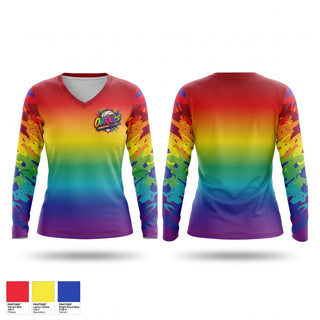 Womens Long Sleeve Vneck Shirt, OutKasts, Baseball, Teamtime, Team time, sublimation, custom sports apparel, team uniforms, spirit wear, spiritwear, sports uniforms, custom shirts, team store, custom team store, fundraiser sports, apparel fundraiser