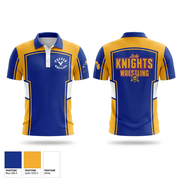 Short Sleeve Performance Polo, Castle Lady Knights, Wrestling, Teamtime, Team time, sublimation, custom sports apparel, team uniforms, spirit wear, spiritwear, sports uniforms, custom shirts, team store, custom team store, fundraiser sports, apparel fundraiser