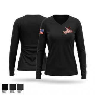 Womens Long Sleeve Vneck Shirt, Edinburgh Fire Softball, Fire Department, Teamtime, Team time, sublimation, custom sports apparel, team uniforms, spirit wear, spiritwear, sports uniforms, custom shirts, team store, custom team store, fundraiser sports, apparel fundraiser