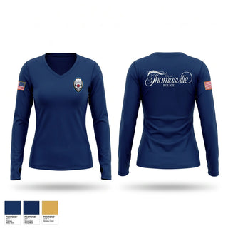Womens Long Sleeve Vneck Shirt, Thomasville Police, Police, Teamtime, Team time, sublimation, custom sports apparel, team uniforms, spirit wear, spiritwear, sports uniforms, custom shirts, team store, custom team store, fundraiser sports, apparel fundraiser
