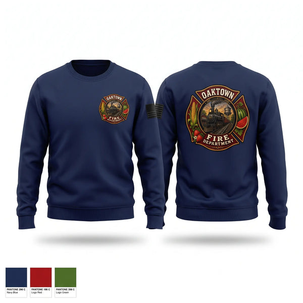 Crew Neck Sweatshirt, Oaktown Fire, Fire Department, Teamtime, Team time, sublimation, custom sports apparel, team uniforms, spirit wear, spiritwear, sports uniforms, custom shirts, team store, custom team store, fundraiser sports, apparel fundraiser