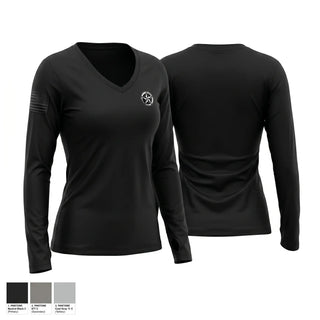 Womens Long Sleeve Vneck Shirt, Lonestar Security and Investigations, LLC, Police, Teamtime, Team time, sublimation, custom sports apparel, team uniforms, spirit wear, spiritwear, sports uniforms, custom shirts, team store, custom team store, fundraiser sports, apparel fundraiser