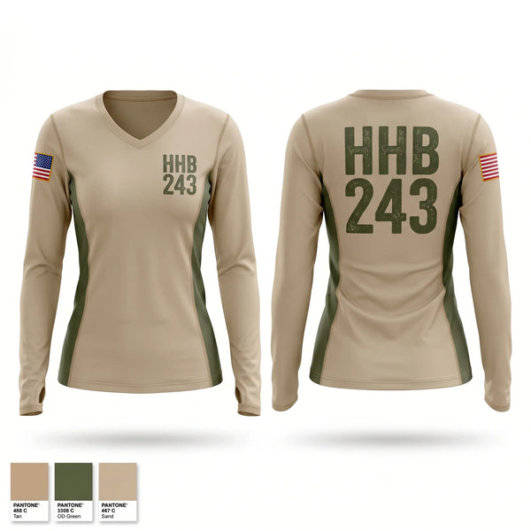 Womens Long Sleeve Vneck Shirt, HHB 2-43, Army, Teamtime, Team time, sublimation, custom sports apparel, team uniforms, spirit wear, spiritwear, sports uniforms, custom shirts, team store, custom team store, fundraiser sports, apparel fundraiser