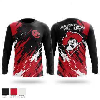 Long Sleeve Performance Shirt, Cooper City Cowboys, Wrestling, Teamtime, Team time, sublimation, custom sports apparel, team uniforms, spirit wear, spiritwear, sports uniforms, custom shirts, team store, custom team store, fundraiser sports, apparel fundraiser