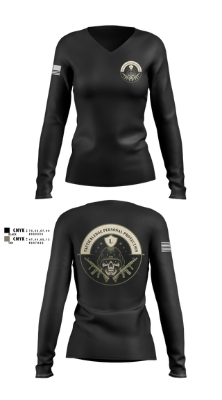 Womens Long Sleeve Vneck Shirt, Tactical Edge personal protection, , Teamtime, Team time, sublimation, custom sports apparel, team uniforms, spirit wear, spiritwear, sports uniforms, custom shirts, team store, custom team store, fundraiser sports, apparel fundraiser