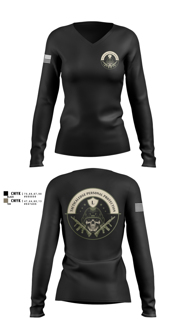 Womens Long Sleeve Vneck Shirt, Tactical Edge personal protection, , Teamtime, Team time, sublimation, custom sports apparel, team uniforms, spirit wear, spiritwear, sports uniforms, custom shirts, team store, custom team store, fundraiser sports, apparel fundraiser