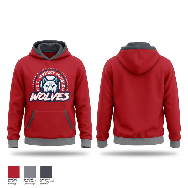 Hoodie, E.L. Wright Middle School Football, , Teamtime, Team time, sublimation, custom sports apparel, team uniforms, spirit wear, spiritwear, sports uniforms, custom shirts, team store, custom team store, fundraiser sports, apparel fundraiser