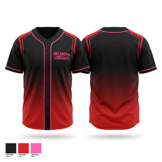 Full Button Baseball Jersey, OKLAHOMA LOOKOUTS, Baseball, Teamtime, Team time, sublimation, custom sports apparel, team uniforms, spirit wear, spiritwear, sports uniforms, custom shirts, team store, custom team store, fundraiser sports, apparel fundraiser