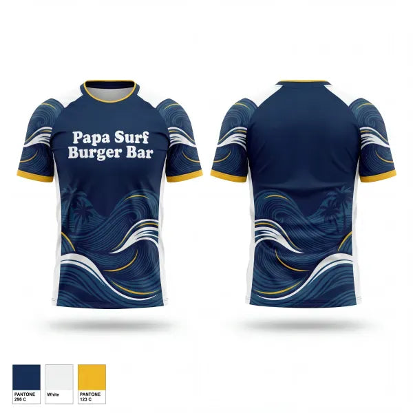 Old School Cotton Feel Shirt, Papa Surf Burger Bar, , Teamtime, Team time, sublimation, custom sports apparel, team uniforms, spirit wear, spiritwear, sports uniforms, custom shirts, team store, custom team store, fundraiser sports, apparel fundraiser