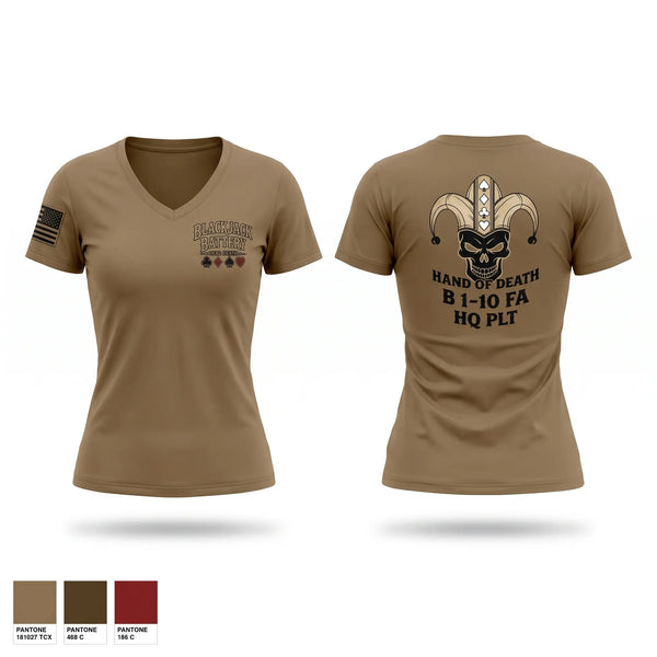 Womens Short Sleeve Vneck Shirt, Blackjack 1-10FA, Army, Teamtime, Team time, sublimation, custom sports apparel, team uniforms, spirit wear, spiritwear, sports uniforms, custom shirts, team store, custom team store, fundraiser sports, apparel fundraiser