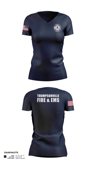 Womens Short Sleeve Vneck Shirt, Thompsonville Fire & EMS, Fire Department, Teamtime, Team time, sublimation, custom sports apparel, team uniforms, spirit wear, spiritwear, sports uniforms, custom shirts, team store, custom team store, fundraiser sports, apparel fundraiser