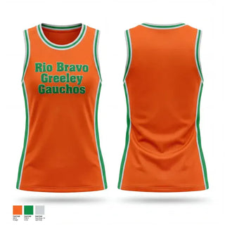 Mens Basketball Jersey, Rio Bravo Greeley Gauchos, Women's Basketball, Teamtime, Team time, sublimation, custom sports apparel, team uniforms, spirit wear, spiritwear, sports uniforms, custom shirts, team store, custom team store, fundraiser sports, apparel fundraiser