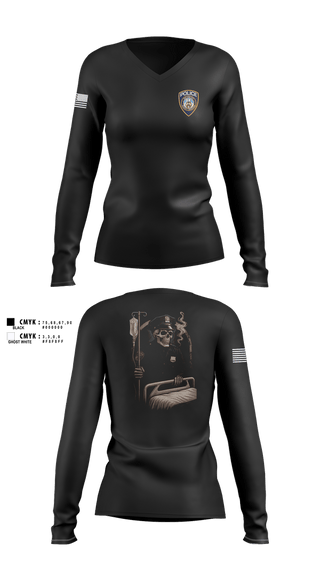 Womens Long Sleeve Vneck Shirt, , Police, Teamtime, Team time, sublimation, custom sports apparel, team uniforms, spirit wear, spiritwear, sports uniforms, custom shirts, team store, custom team store, fundraiser sports, apparel fundraiser