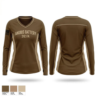 Womens Long Sleeve Vneck Shirt, Anubis Battery, 3-12 FA, Army, Teamtime, Team time, sublimation, custom sports apparel, team uniforms, spirit wear, spiritwear, sports uniforms, custom shirts, team store, custom team store, fundraiser sports, apparel fundraiser
