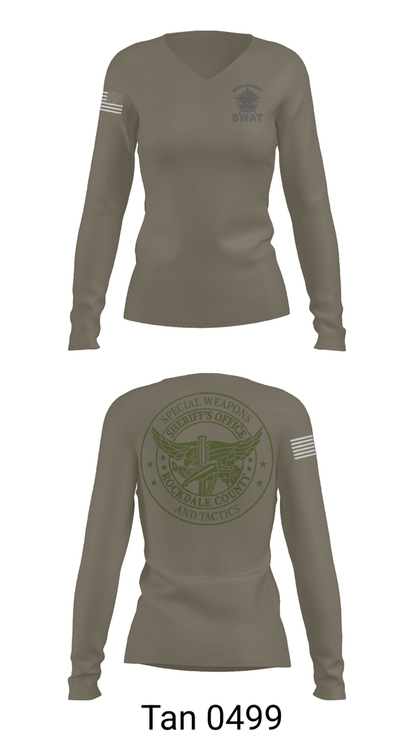 Womens Long Sleeve Vneck Shirt, Rockdale SWAT, Police, Teamtime, Team time, sublimation, custom sports apparel, team uniforms, spirit wear, spiritwear, sports uniforms, custom shirts, team store, custom team store, fundraiser sports, apparel fundraiser