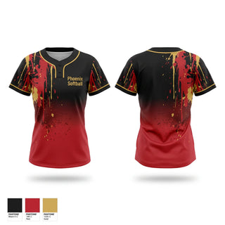 Two Button Softball Jersey, Phoenix Softball, Softball, Teamtime, Team time, sublimation, custom sports apparel, team uniforms, spirit wear, spiritwear, sports uniforms, custom shirts, team store, custom team store, fundraiser sports, apparel fundraiser