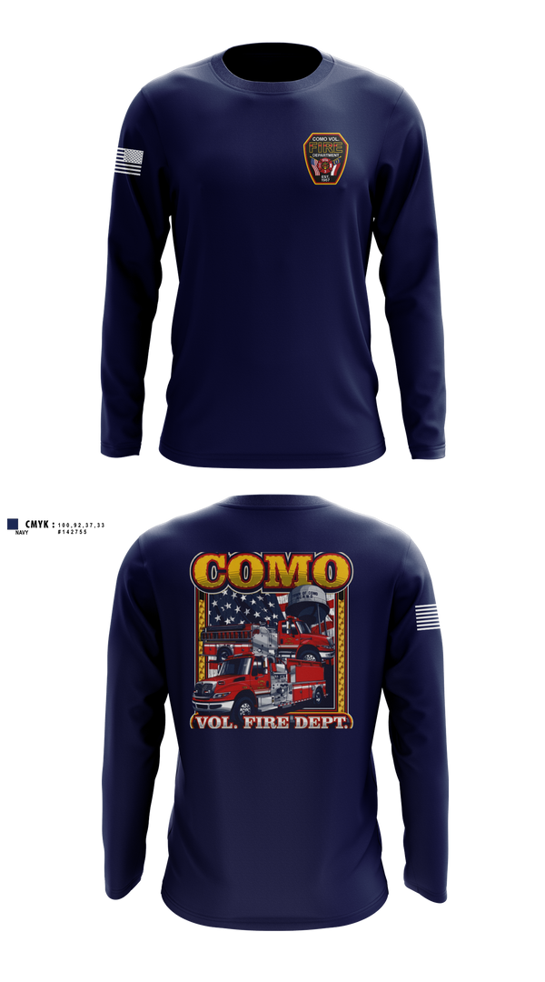 Long Sleeve Performance Shirt, Como Volunteer Fire Department, Fire Department, Teamtime, Team time, sublimation, custom sports apparel, team uniforms, spirit wear, spiritwear, sports uniforms, custom shirts, team store, custom team store, fundraiser sports, apparel fundraiser