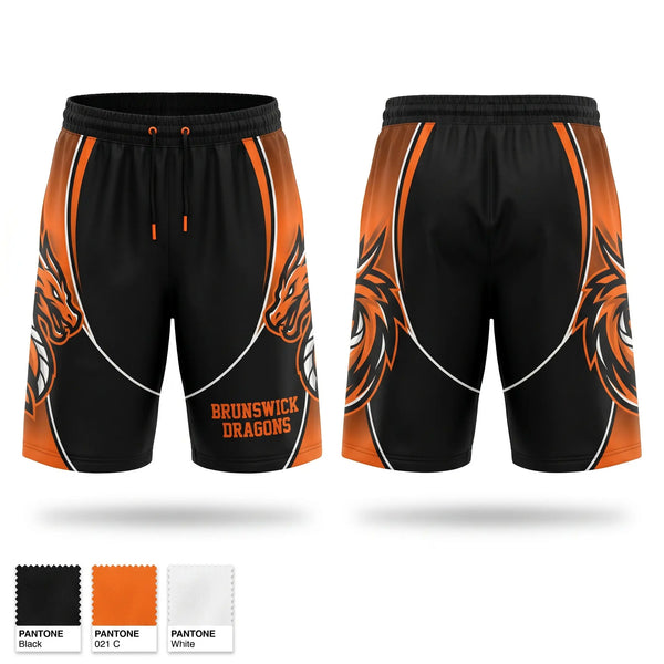 Athletic Shorts With Pockets, Brunswick Dragons, Women's Basketball, Teamtime, Team time, sublimation, custom sports apparel, team uniforms, spirit wear, spiritwear, sports uniforms, custom shirts, team store, custom team store, fundraiser sports, apparel fundraiser