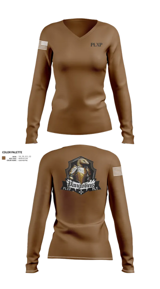 Womens Long Sleeve Vneck Shirt, PLXP PLT Pangolins, , Teamtime, Team time, sublimation, custom sports apparel, team uniforms, spirit wear, spiritwear, sports uniforms, custom shirts, team store, custom team store, fundraiser sports, apparel fundraiser