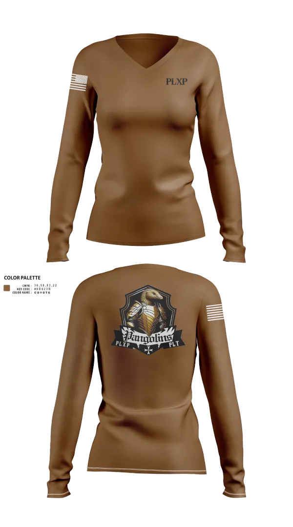 Womens Long Sleeve Vneck Shirt, PLXP PLT Pangolins, , Teamtime, Team time, sublimation, custom sports apparel, team uniforms, spirit wear, spiritwear, sports uniforms, custom shirts, team store, custom team store, fundraiser sports, apparel fundraiser