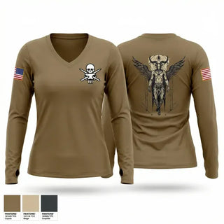 Womens Long Sleeve Vneck Shirt, Spartans, Army, Teamtime, Team time, sublimation, custom sports apparel, team uniforms, spirit wear, spiritwear, sports uniforms, custom shirts, team store, custom team store, fundraiser sports, apparel fundraiser